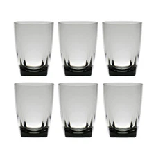 QG 16 oz Clear Smoke Grey Acrylic Plastic Cup with Square Base Tumbler Set of 6