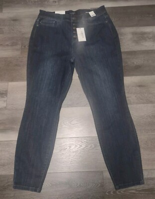 NWT Judy Blue Jeans Size 14W Dark Wash High Rise Skinny Fit Button Fly JB82331DK