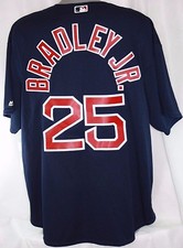 Mens Majestic Boston RED SOX #25 BRADLEY JR Blue Cool Base Baseball Jersey