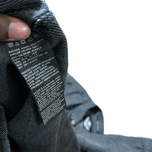 Harley-Davidson Camisa Hombre XL NEGRO GRIS MANGA LARGA BOTÓN ABAJO BIKER GRUNGE - Imagen 4 de 6