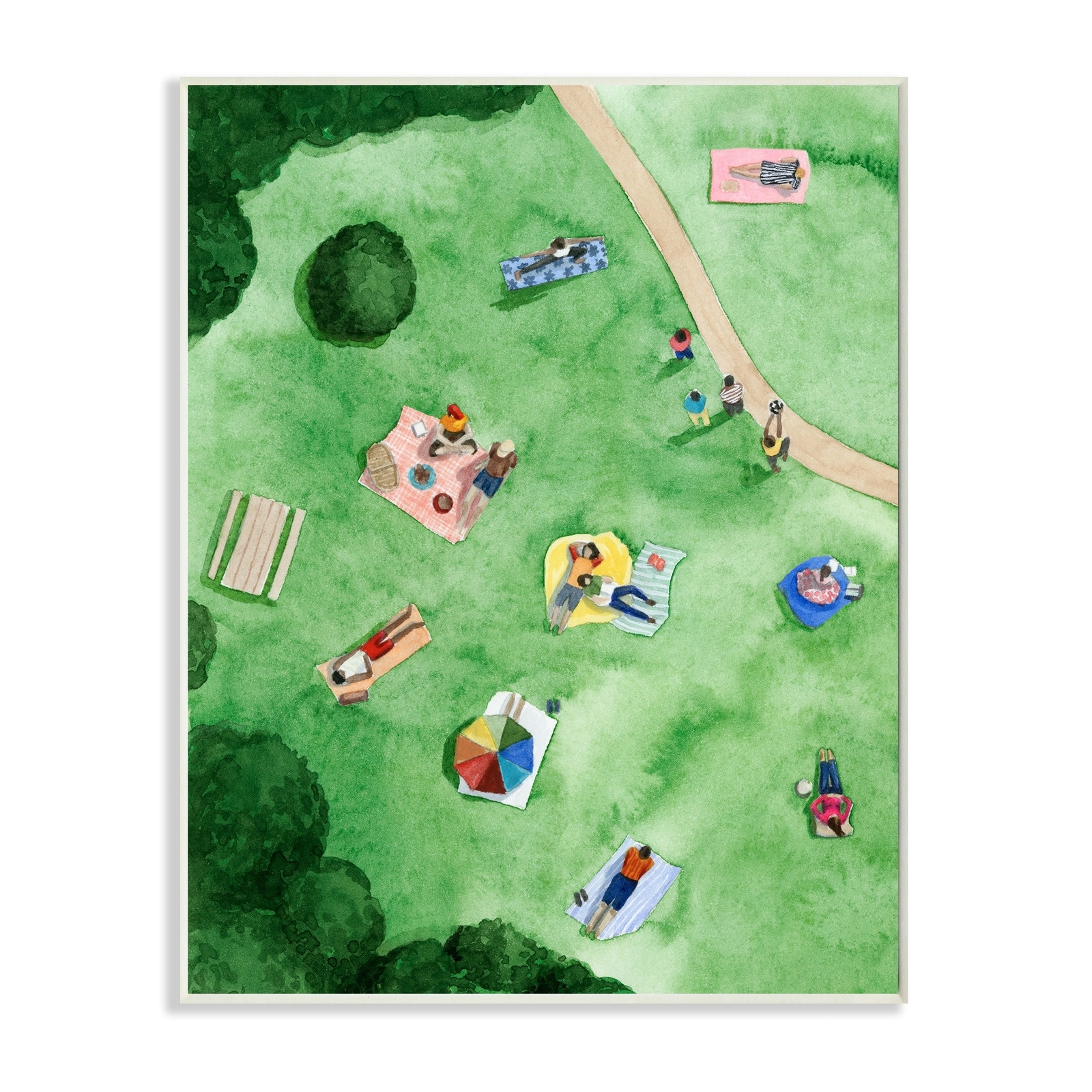 Stupell Kid's Summer Park Activities Friends Watercolor  13 x 19