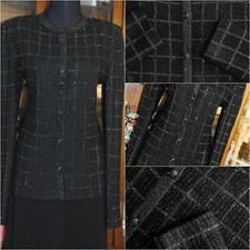 ST JOHN EVENING METALLIC/BLACK JACKET W/ RHINESTONES shimmer SZ 8,  fit 10 