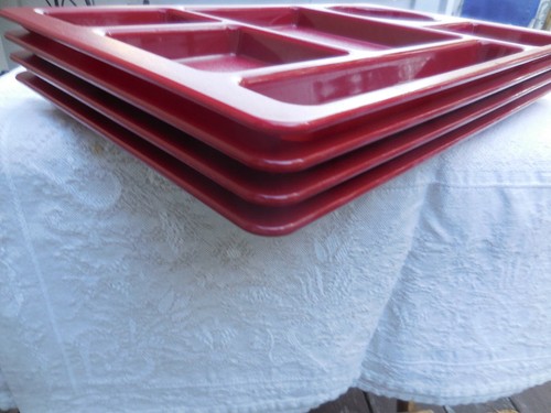 VINTAGE CAMBRO 2X2 POLYCARBONATE 6-COMPARTMENT RESTAURANT TRAYS 10PK RED #QX - Picture 6 of 6