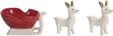 Transpac Santa Sleigh with Reindeer Set Salt and Pepper Shaker, Multi