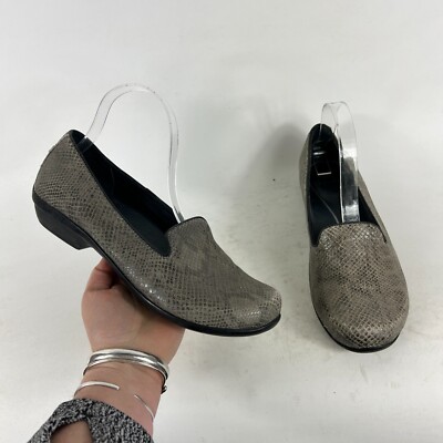 Dansko Oksana Loafer Women's 9 Gray Snake Skin Leather Comfort Slip-On Shoes
