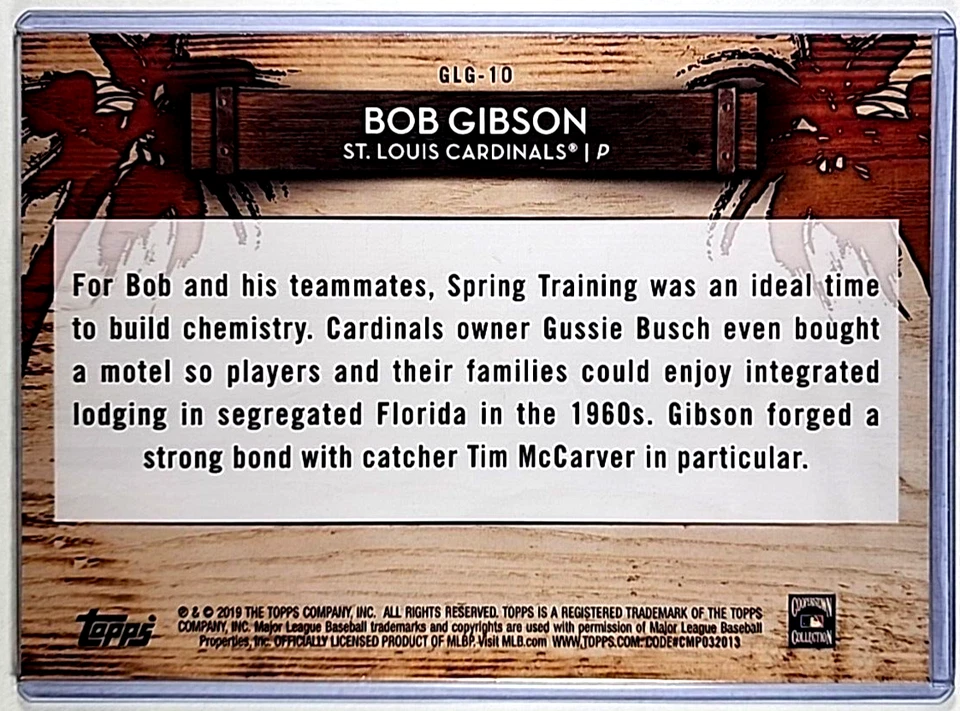 2019 Topps Grapefruit League Greats 5x7 #GLG-10 Bob Gibson /10 HOF Jumbo 7x5 - Image 2 of 3