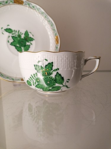 Herend Apponyi Vert Grün 724/AV Kaffeetasse mit Untertasse 1. Wahl - Picture 2 of 14