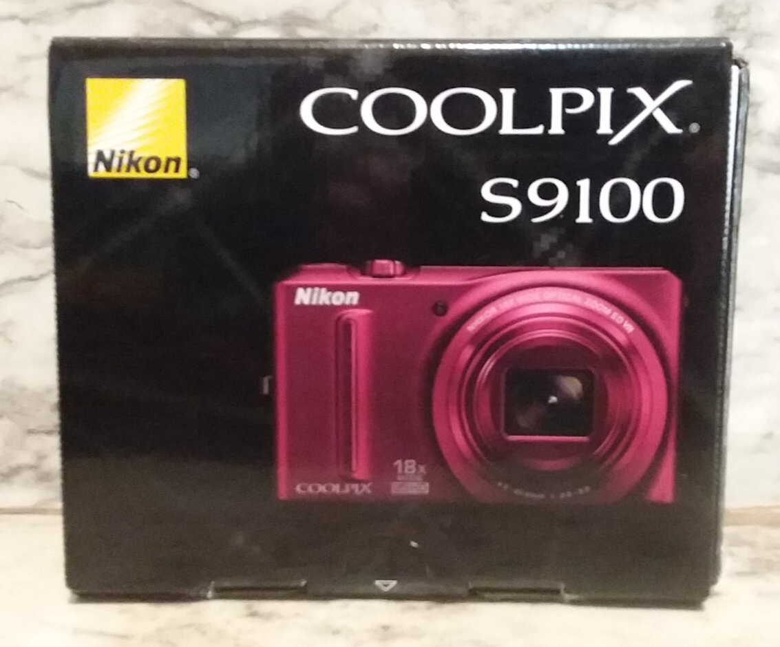 RED Nikon COOLPIX S9100 12.1MP 18x Zoom HD Digital Camera in BOX w