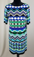 Eliza J women 8P Jersey shift dress 3/4 sleeve above knee Retro boho maximalist