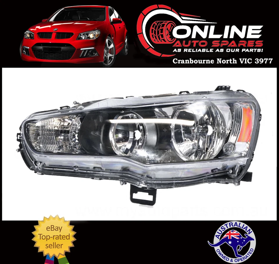 Headlight PAIR fit Mitsubishi Lancer CJ CF 9/07-12/17 head light lamp - Image 3 of 4