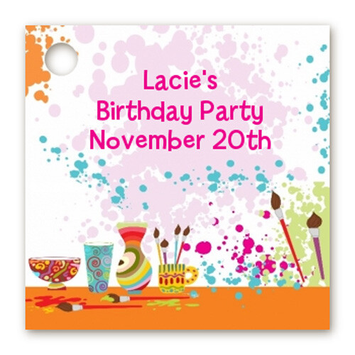 Pottery Painting - Personalized Birthday Party Card Stock Favor Tags - Set of 20