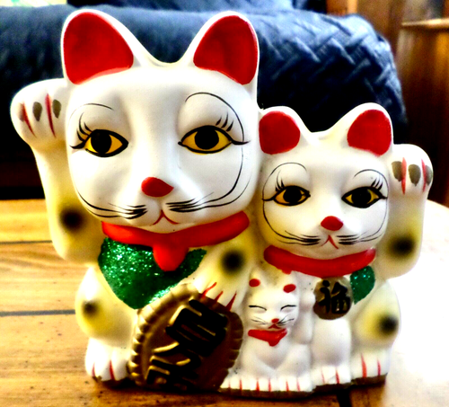 XIZHI Lucky Cat Coin Bank Style con due campane in