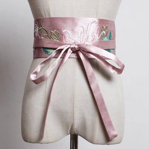 Faja de corsé japonés cinturón Obi pretina satinada seda sintética kimono yukata - Imagen 6 de 16