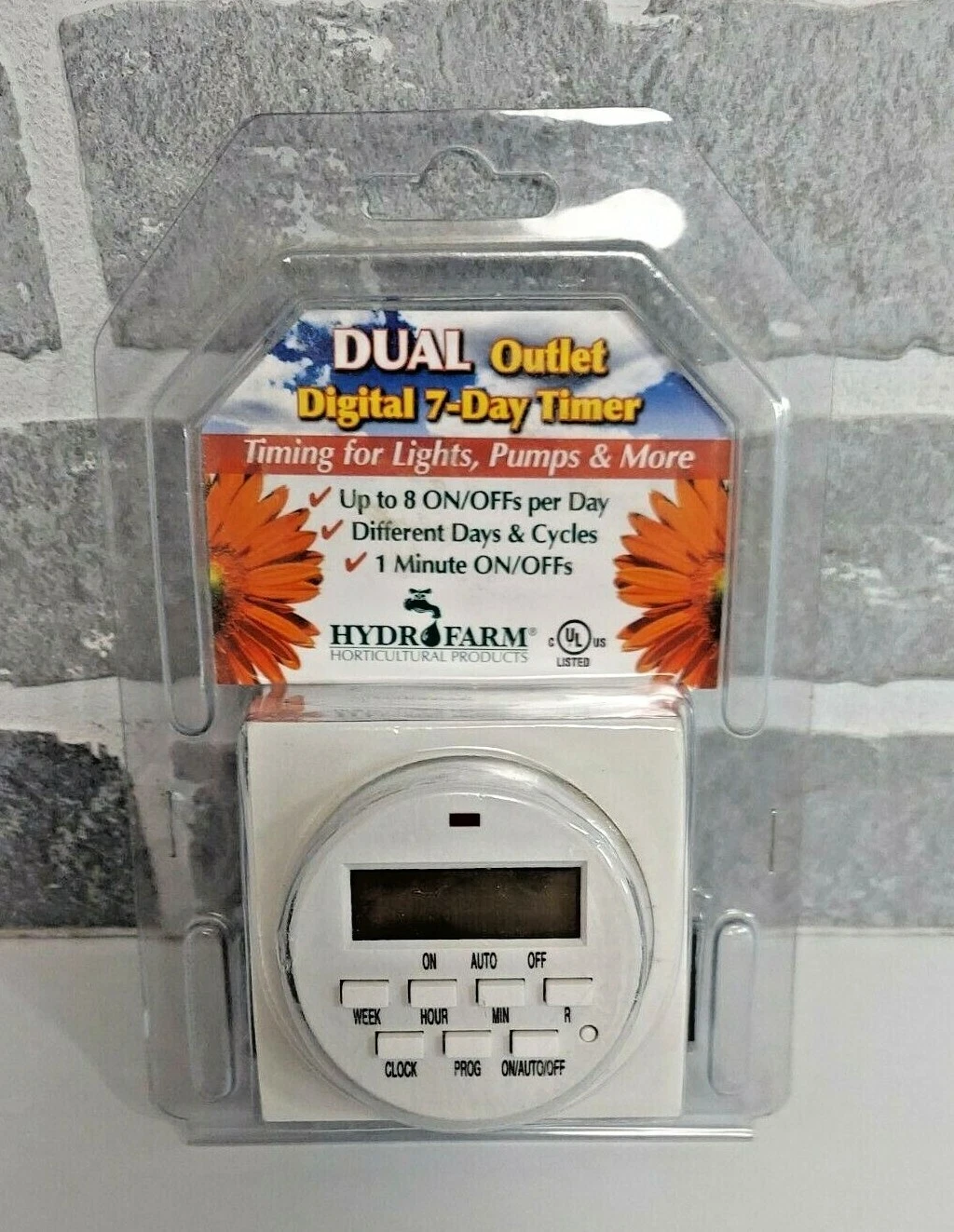 HydroFarm Autopilot Dual Outlet 7-Day Grounded Digital Programmable Timer - NEW