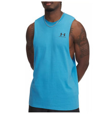 Under armour Tank Top Mens Large Left Chest Cut Off Gym Training Ether Blue