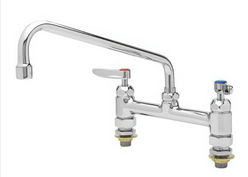 T&S Brass B-0221-CC-CR 8" Deck Mount Workboard Faucet w/ 12" Swing Spout