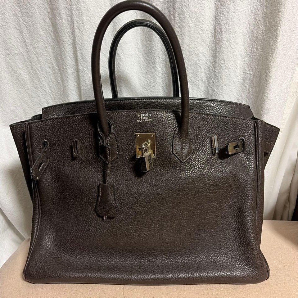 HERMES Birkin 35 Taurillon Clemence Dark Chocolat 616472