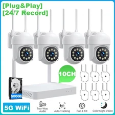 Home Security Camera System 360° PTZ Wireless CCTV 2 Way Audio Outdoor 10CH NVR