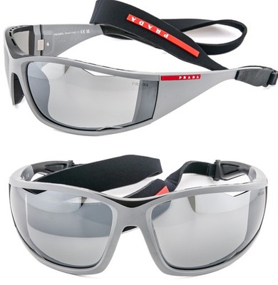 PRADA A04 Linea Rossa Sport Active Silver Mirror Sunglass Neoprene Strap PSA04S