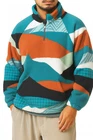 Outdoor Fleece Quarter-Zip Pullover, Green Abstract Pattern, Polar Fleece