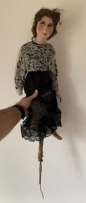 RARE automate ancienne poupée de salon boudoir articulée a système - Photo 1/4