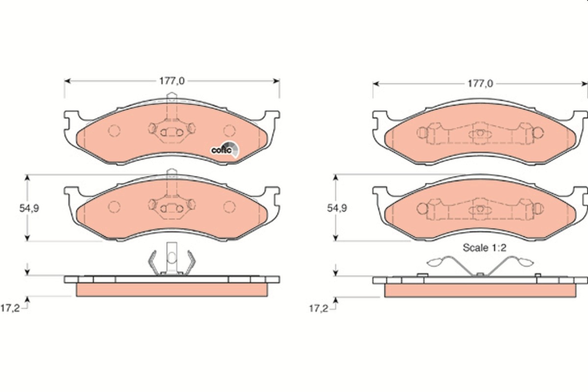 Front TRW-OE GDB1153 Brake Pad Set, disc brake for JEEP,JEEP (BJC),KIA