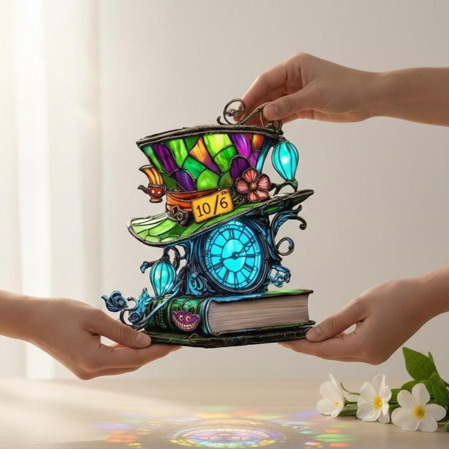 Mad Hatter Acrylic Suncatcher, Alice in Wonderland Cottagecore Decor decor
