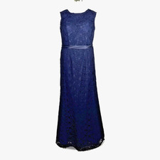 MoriLee Madeline Gardner 18 Navy blue Lace overlay Formal Dress Mother Gown