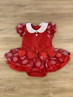 Disney Store Minnie Mouse Baby Dress 12-18M Red Polka Dot Tutu Romper Girl