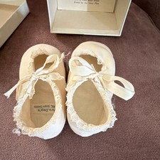 Vtg NOS Mrs. Day's Ideal Baby Shoes Size 2 White Satin Lace Ribbon Box Style 138