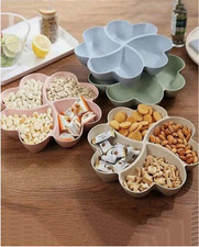 Divided Party Snack Plate Appetizer Serving Platter Nuts Dish Food Storage Tray.