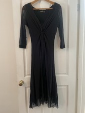 Lovely Sandwich Black Dress M Evening Sequined Hem Long Sleeves