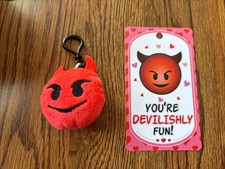 Emoji Plush Keychain With A Valentine Card.