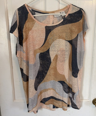 RACHEL ZOE NWOT Women s XXL T Shirt Linen Plus Size Colorful Boho Retro Coastal