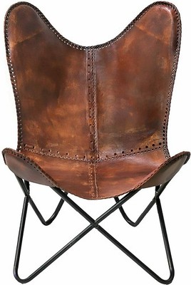 Sling Chair Rustic Genuine Leather Hand Stitched BKF Chair Industrial Decor P