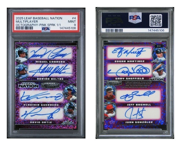 2025 Leaf Baseball Nation Multiplayer David Ortiz #4 Octography Auto 1/1 PSA 9 view 1