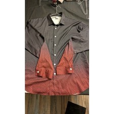 Men's Black & Red Ombre Graphic Button-Down Shirt &ndash; Size 3XL