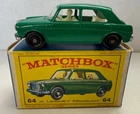 VINTAGE Matchbox Lesney #64 M.G. 1100 green BPW With Original Box Near Mint Cond