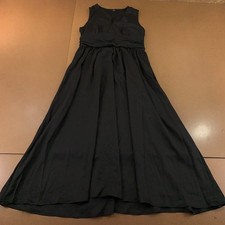 Shein Womens 12 Black V-Neck Pleated Cottagecore Sleeveless Maxi Dress NWOT