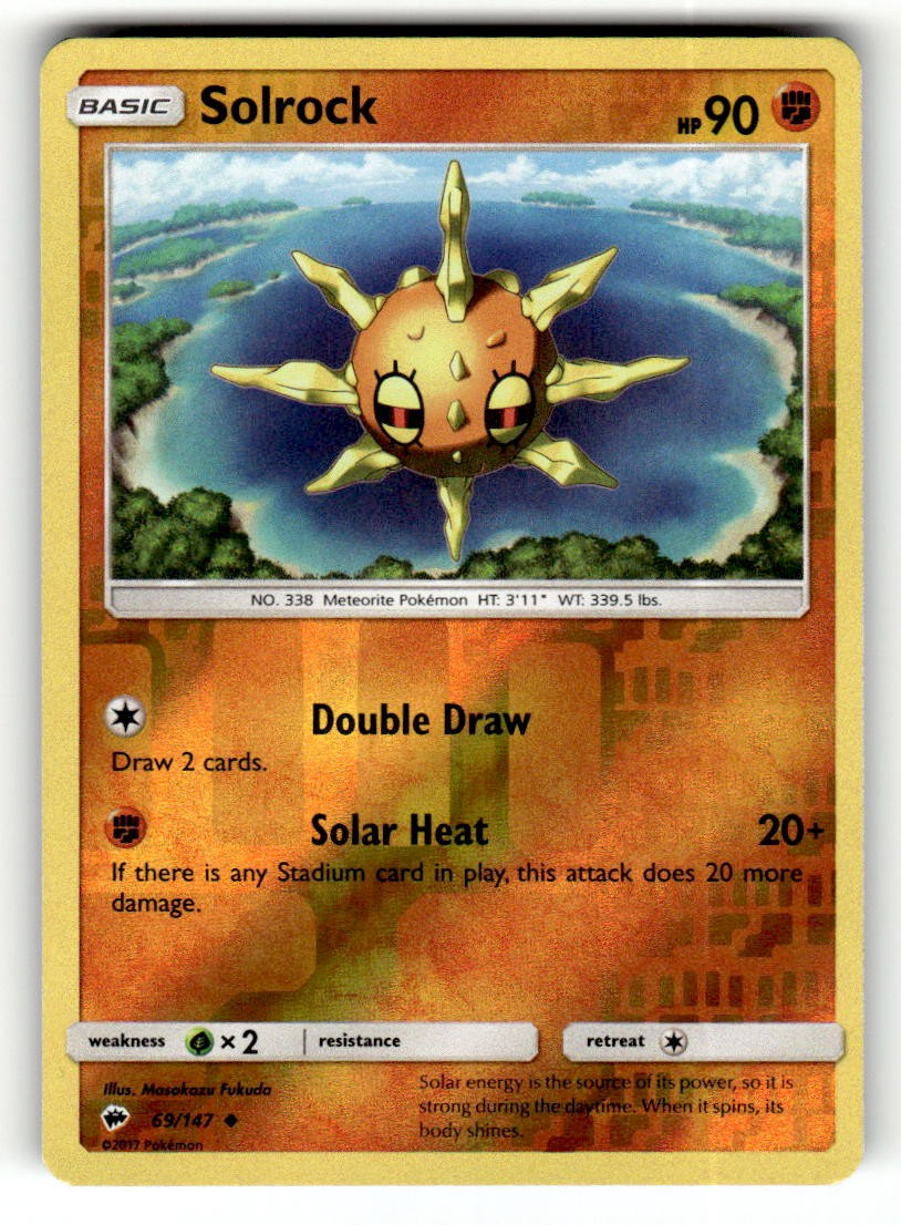Solrock 69/147 Uncommon Burning Shadows Reverse Holo Pokemon Near Mint