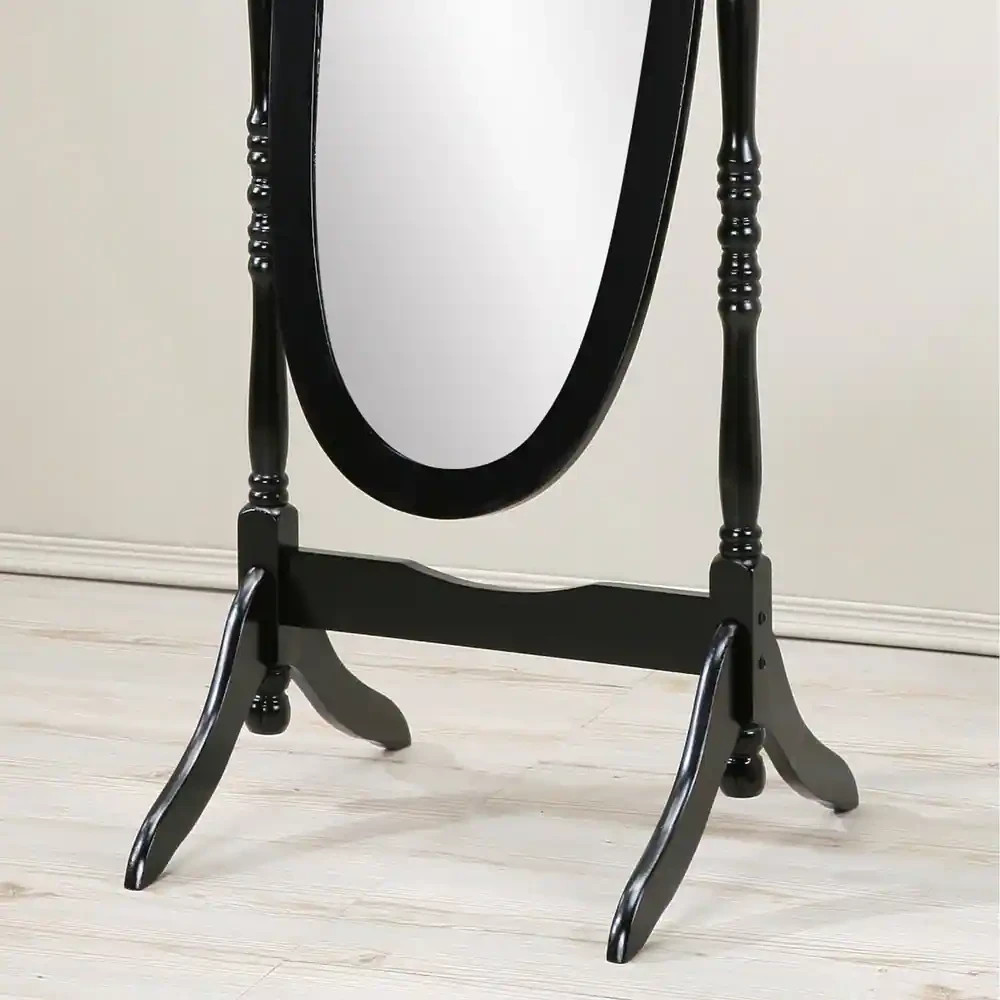 Roundhill Furniture Monks Hood Traditional Wooden Floor Cheval Mirror - Black