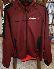 BRP Ski-Doo XPS ROTAX Red Black Full Zip Fleece Lined Hooded Jacket Men’s Large