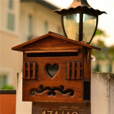 Holzbriefkasten Rustikal Holz Postkasten Schloss f&uuml;r Au&szlig;enbereich, Vorgarten