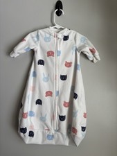 Carter's 0-3 month Long Sleeve Fleece Zippered Cats Bunny Sleep Sack Sleeper