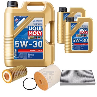 FEBI BILSTEIN Inspektionspaket 7L Liqui Moly 5W30 Longlife3 für Audi A6 Avant