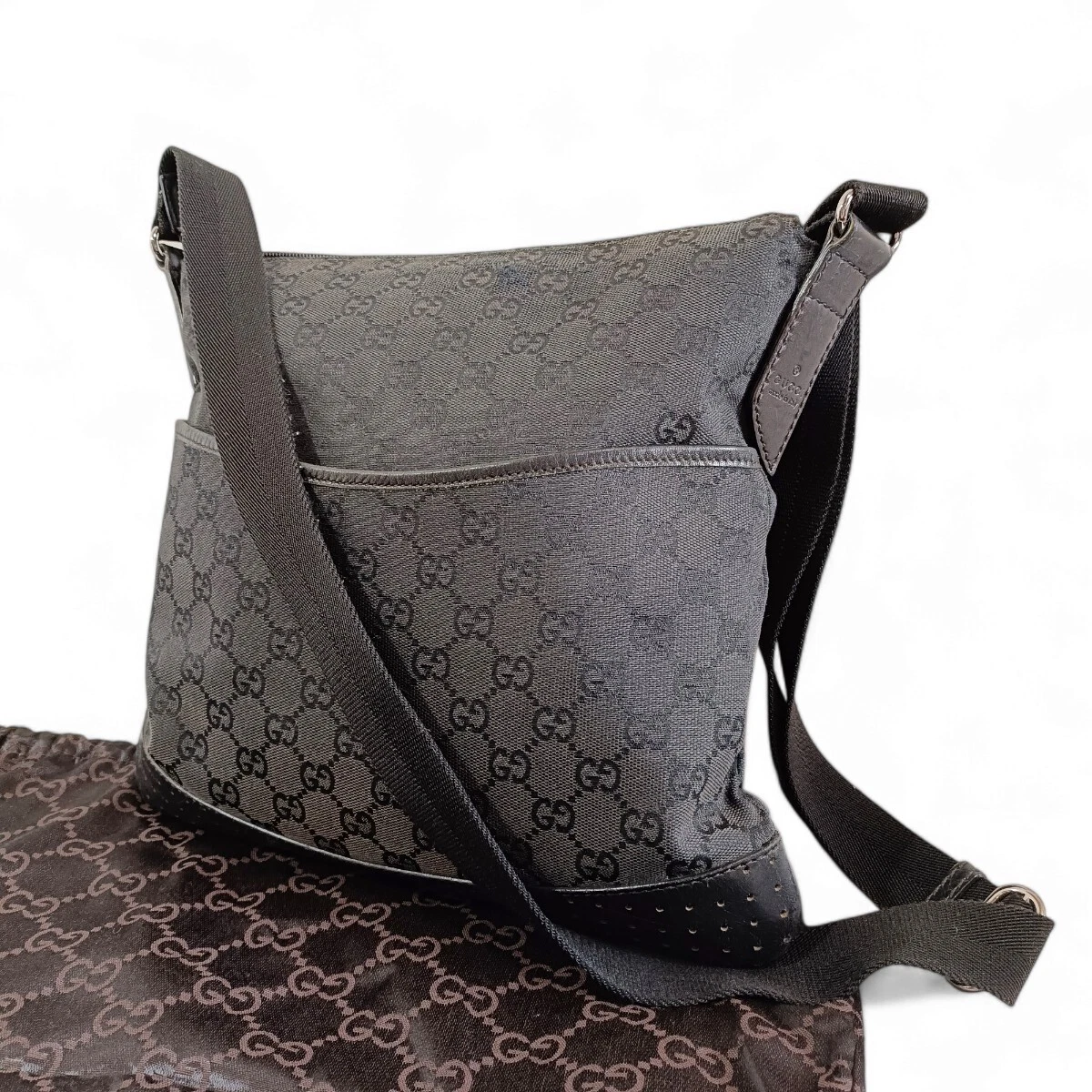 Gucci Sac à Bandoulière Gg Toile Sacoche Noir Sac Bandoulière avec Sac de Rangement