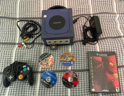 Nintendo GameCube Purple Console Bundle w/ Controller, AV/Power, Memory Card