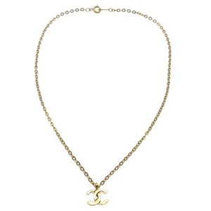 Authentic Chanel Vintage Cc Pendent Plated Metal Gold Gold_Plated Jewelry