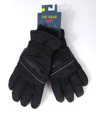 Tek Gear Warm Gear Ski Gloves Mens L/XL Touch Screen Thinsulate Black Reflective