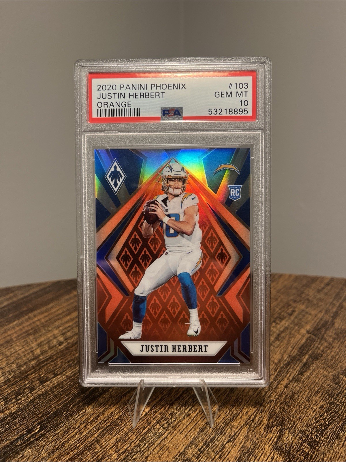 2020 Panini Phoenix - Rookies Justin Herbert #103 Orange /99 PSA 10 GEM MT ROY